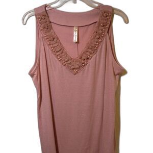 PerSeptions Mauve Women's Sleeveless Top with Beading 1X